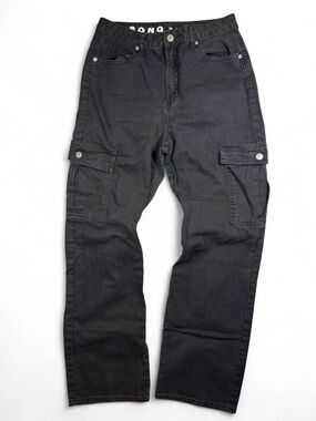 S.O.N.G. 90s Boyfriend Black Cargo Jeans High Rise Utility Pants Size 9/29